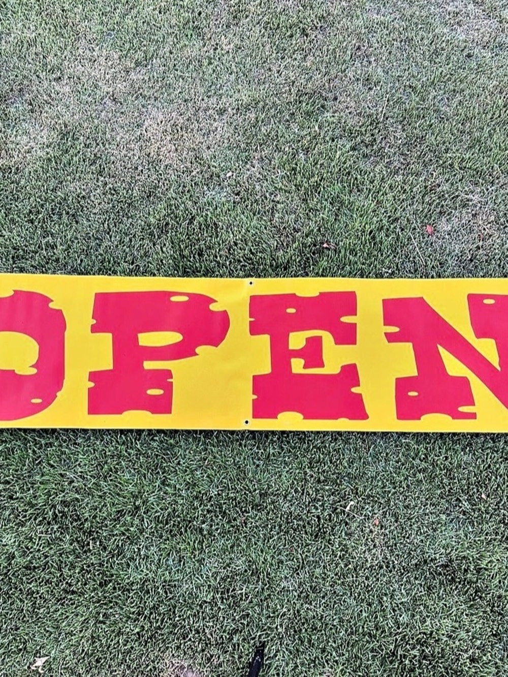 73.5”x18.5” Yellow Red OPEN Vinyl Banner Sign Storefront Business Advertising